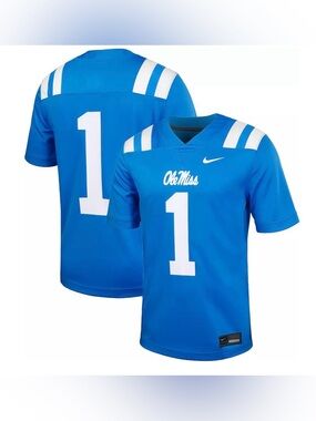 Nike Ole Miss Bright Blue #1 Football Jersey - Men's